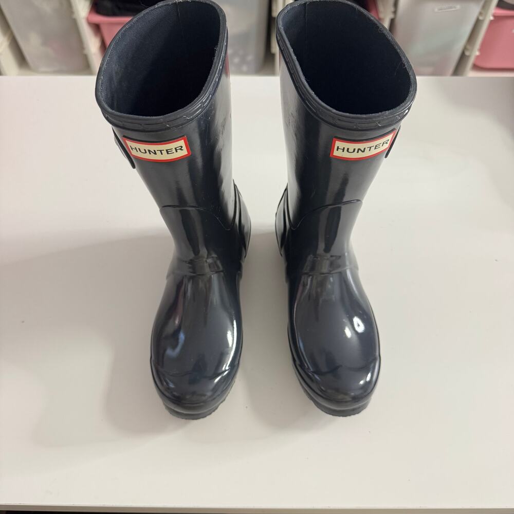 HUNTER Women's Original Short Gloss Rain Boots Navy Blue 5